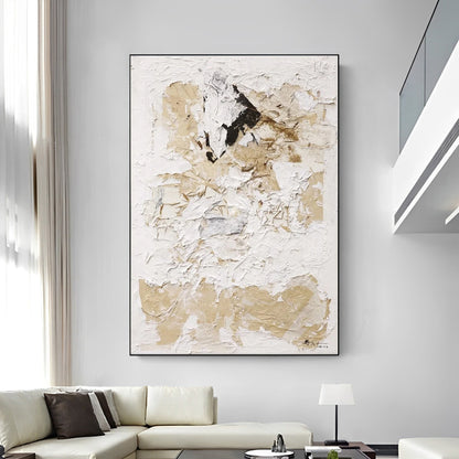 Beigiart - Large Textured White and Beige Abstract Art Painting