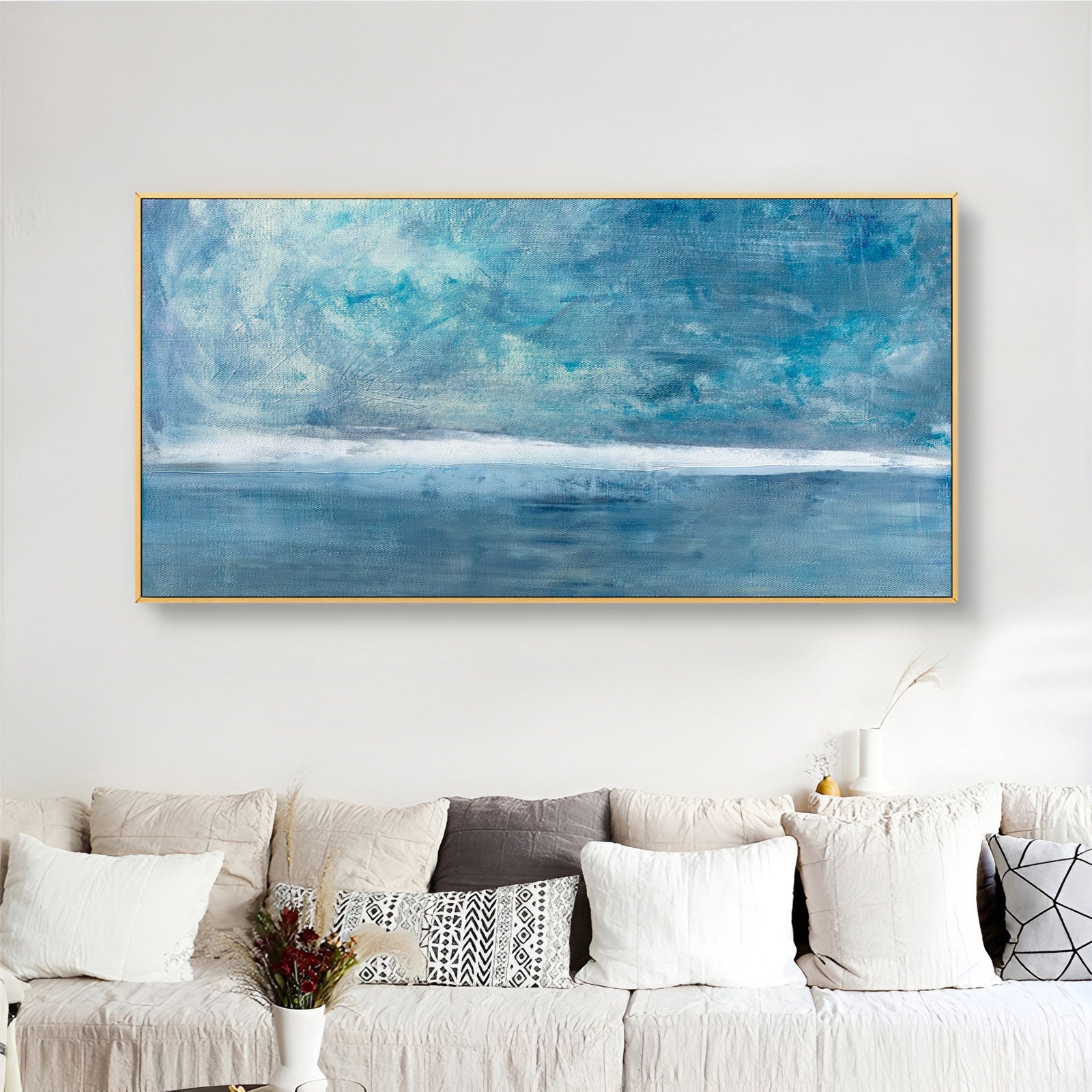 Gracious - Large Blue Seascape Abstract Oil Painting on Canvas N o H o