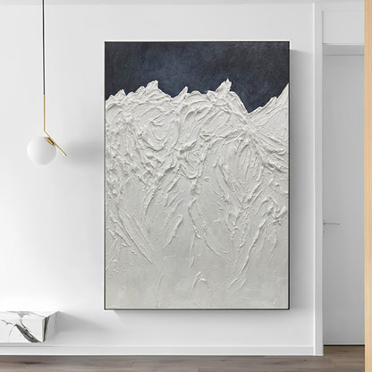 Slush - Peinture 3D sur toile extra large en noir et blanc représentant une montagne 