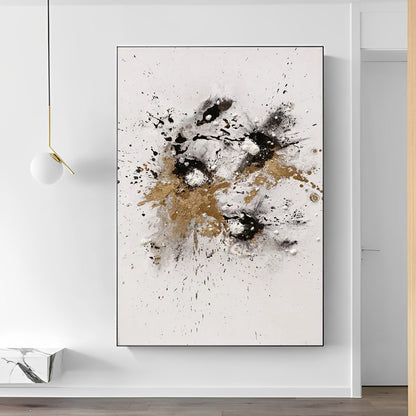 Splash - Large Black White and Gold Abstract Wall Art Painting