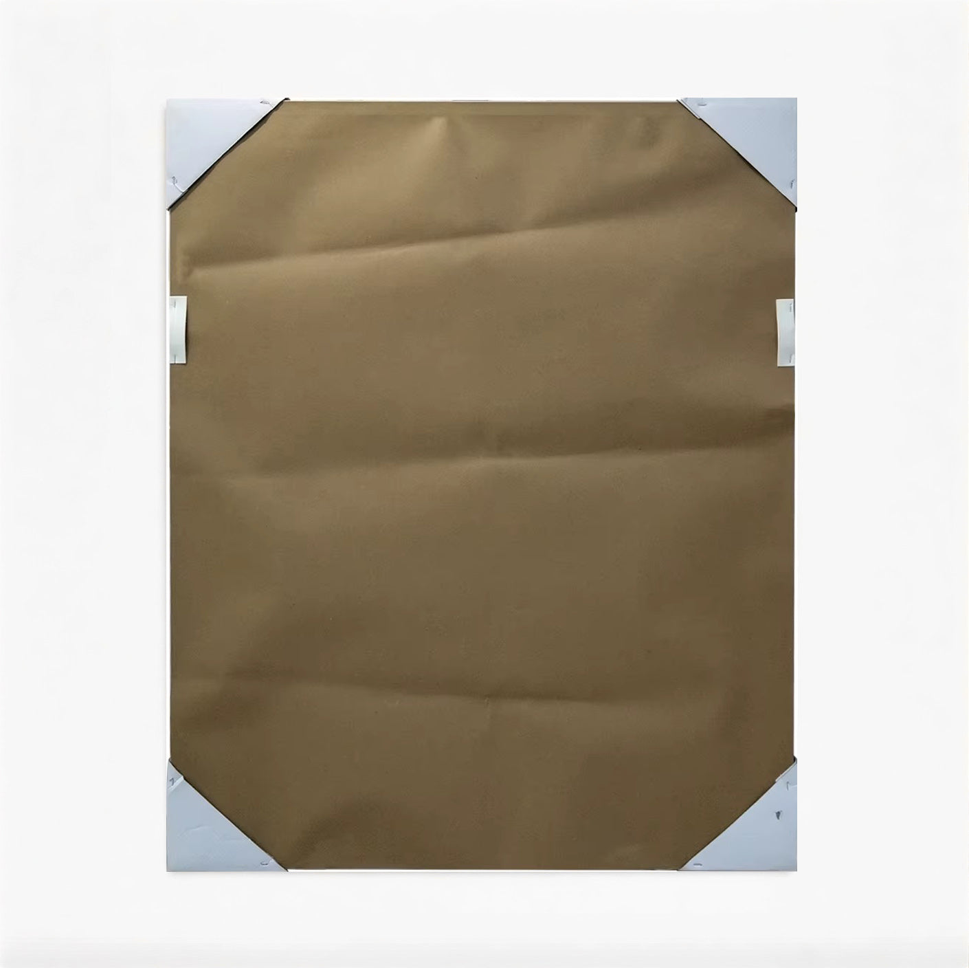 Brown fabric square with white borders on a white background
