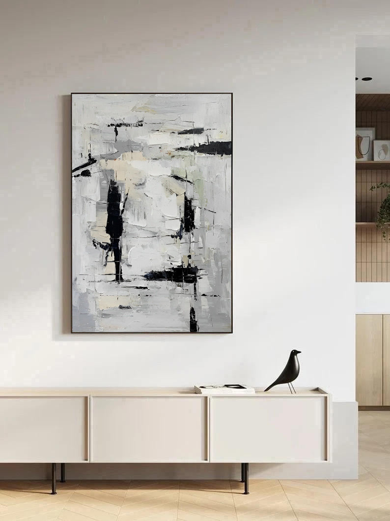 Girio - Extra Large Black and White Abstract Canvas