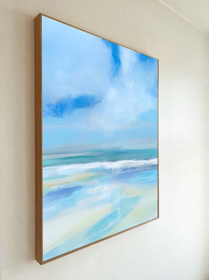 Shore - Large Blue Sunset Ocean Painting on Canvas