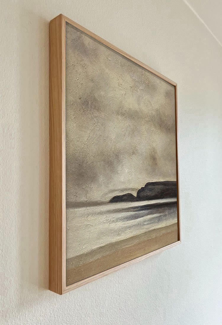 Shingle - Peinture abstraite moderne sur toile représentant un bord de mer