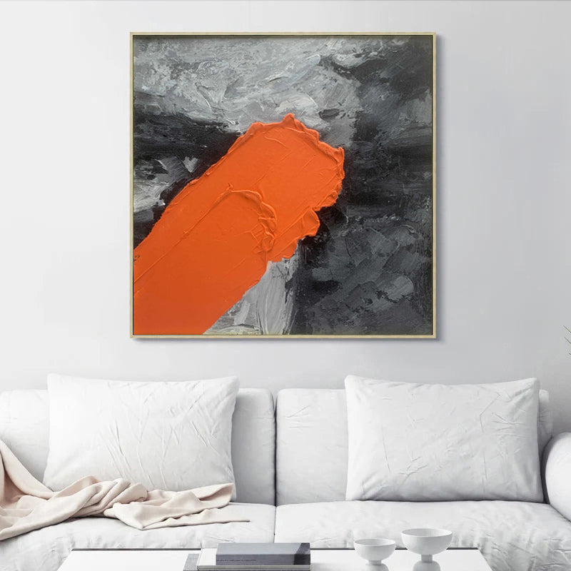 Innovative - Modern 3D Textured Black and Orange Wall Art Painting