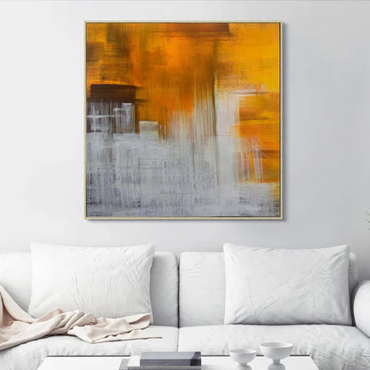 Fauve - Peinture moderne blanche et orange sur toile