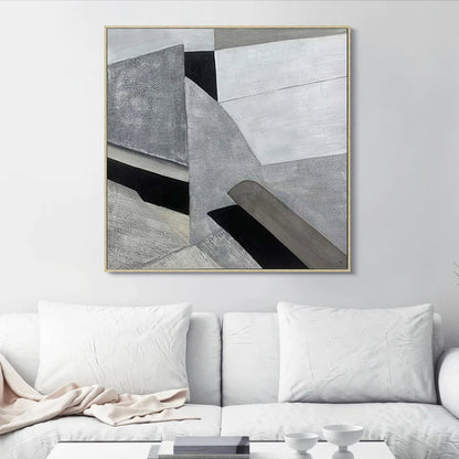 Contour - Modern Grey Abstract Geometric Painting on Canvas