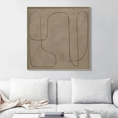 Norse - Large Scandinavian Brown Abstract Painting on Canvas