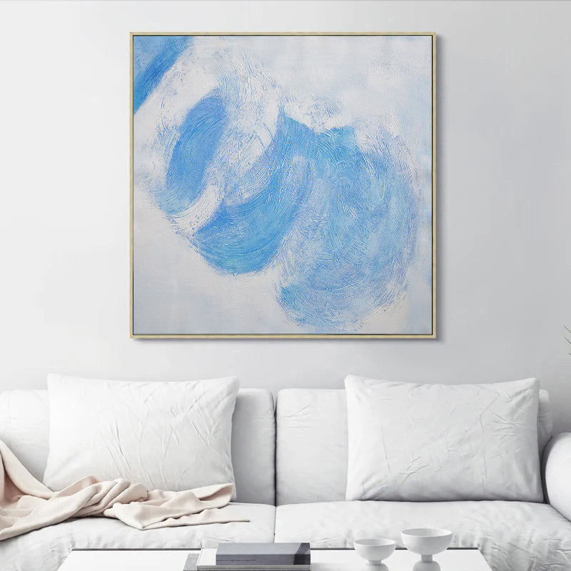 Arcane - Modern Blue White Wall Art Painting on Canvas