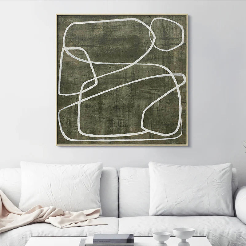 Stria - Modern Clean Lines Abstract Green Painting on Canvas