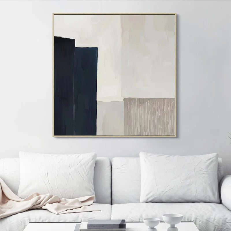 Pearl River - Grey Modern Abstract Art Painting on Canvas