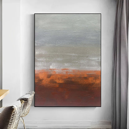 Red-Brick - Extra Large Abstract Grey and Orange Wall Art Painting