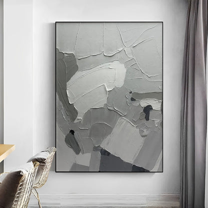 Concept - Extra Large 3D Textured Gray Abstract Painting on Canvas