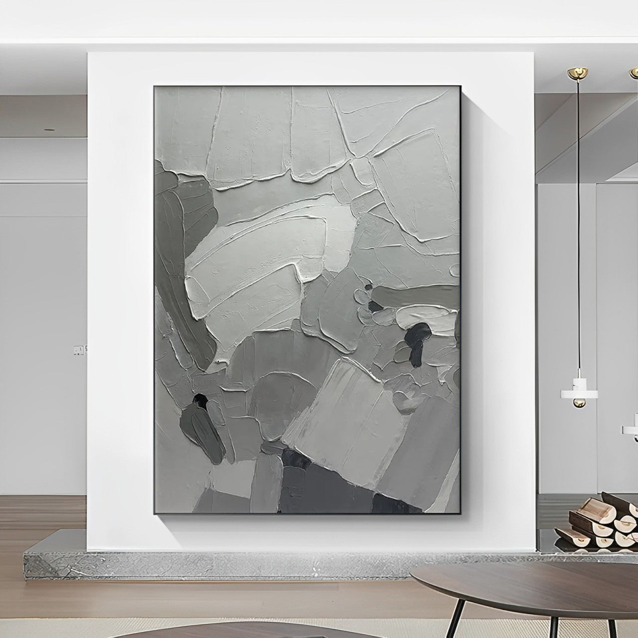 gray abstract painting on canvas gray and white wall art painting for sale, Noho Art Gallery