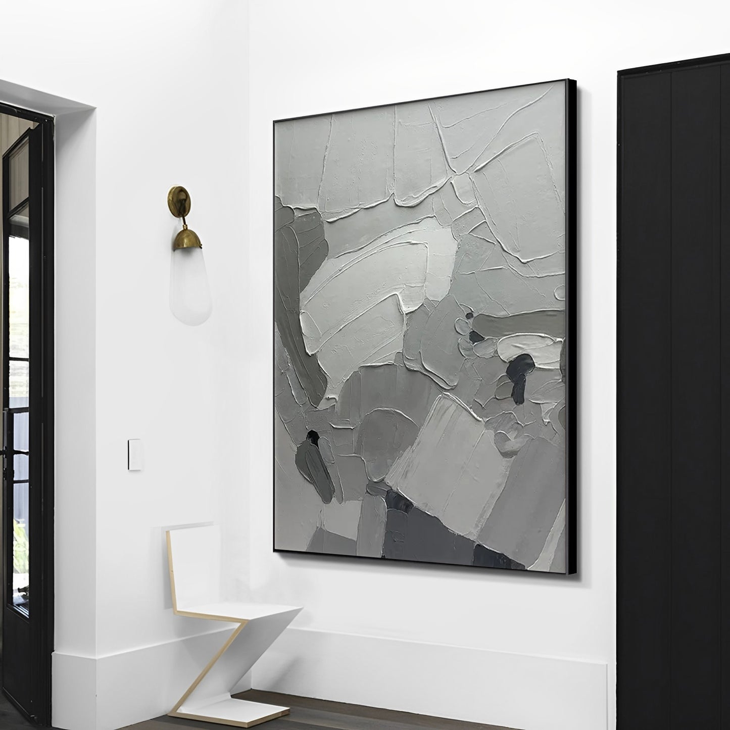 gray canvas wall art, gray abstract painting on canvas, Noho Art Gallery