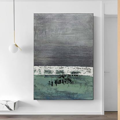 green and grey abstract painting for sale, green grey painting, Noho Art Gallery