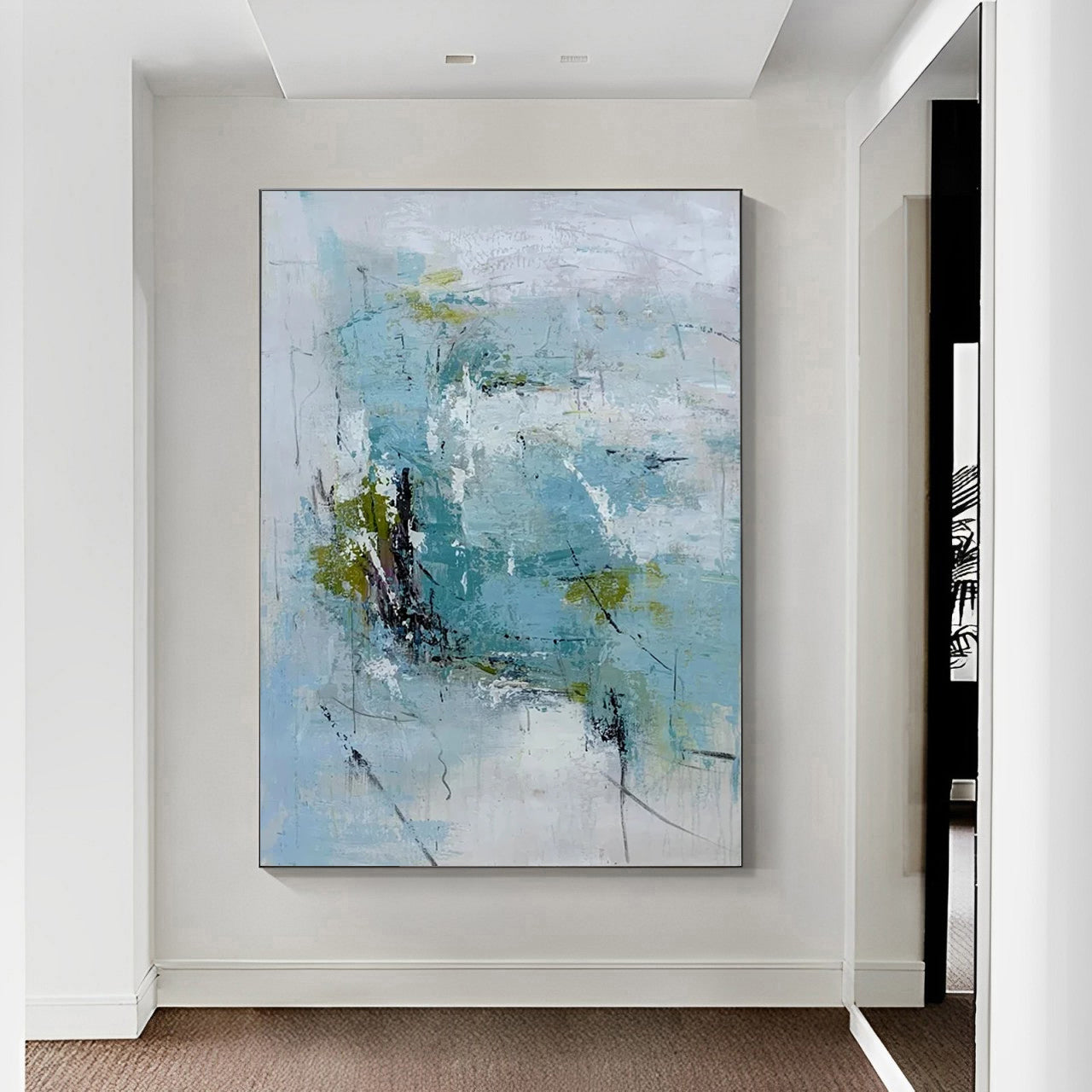 Large Green Abstract Painting, green canvas wall art for sale, Noho Art Gallery