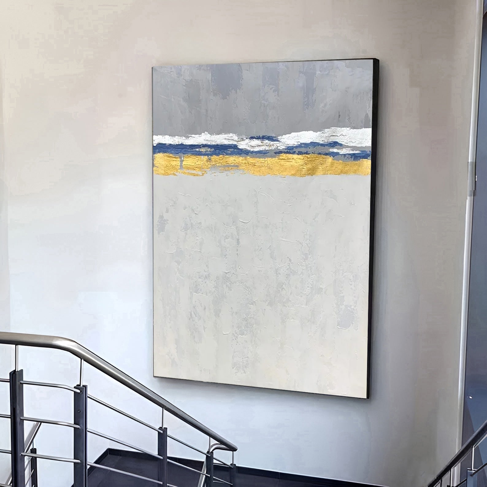 grey and gold leaf painting, Noho Art Gallery