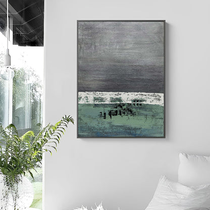 large grey and green oil painting for wall decor, green grey painting, Noho Art Gallery