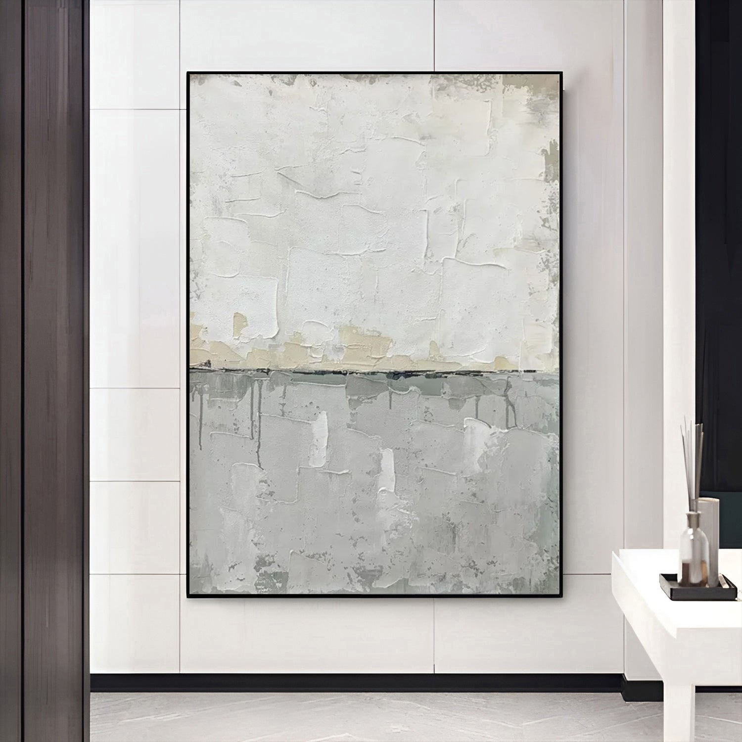 grey and white painting, Modern wall art, Noho Art Gallery