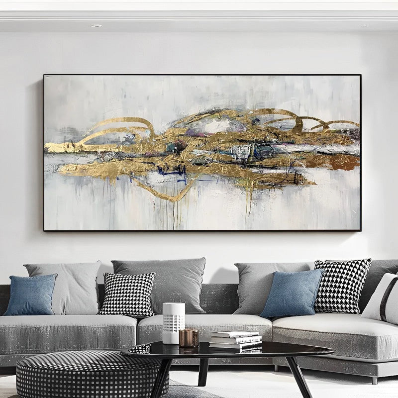 Opulent - Modern White and Gold Wall Art Canvas for Home Decor