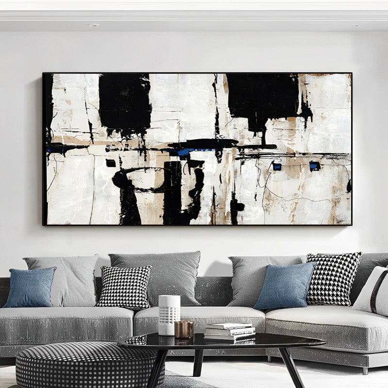 Abstract Black White Painting on Canvas | Artworks | Noho Art Gallery