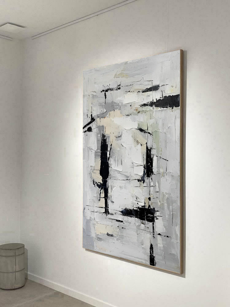 Girio - Extra Large Black and White Abstract Canvas