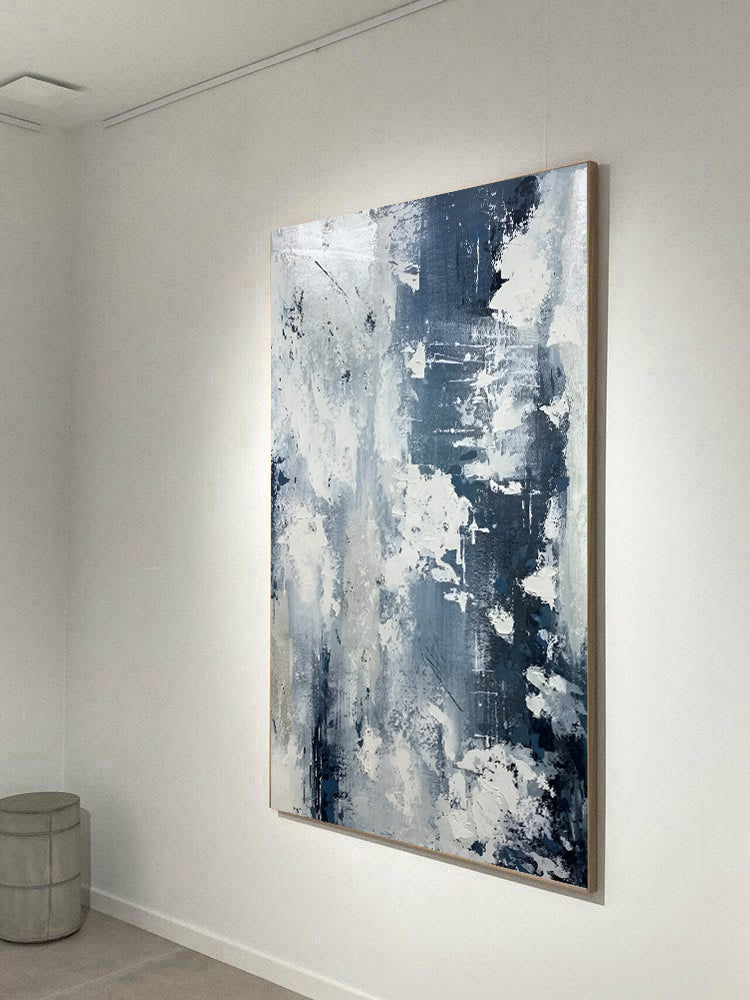 Skyview - Extra Large Blue and White Painting on Canvas