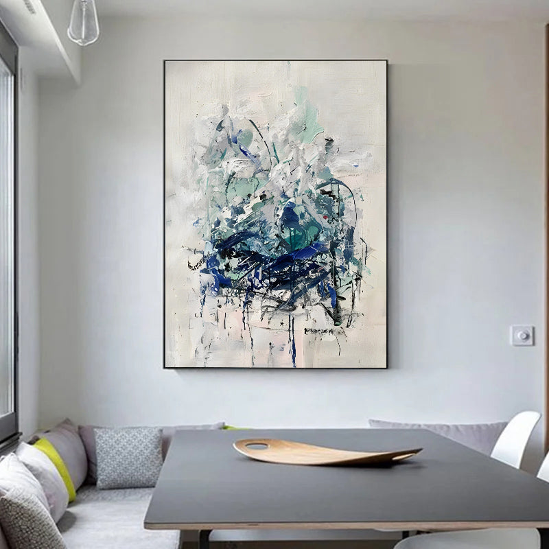 Coexistent - Blue and White Extra Large Wall Art Painting on Canvas