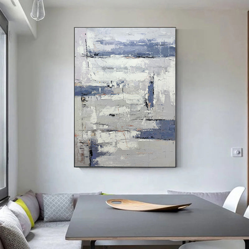 Modernized - Extra Large Wall Art White and Grey Painting on Canvas