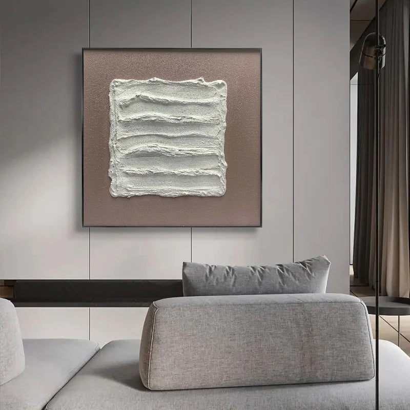 Modern 3D Textured White and Brown Wall Art Painting, 3D textured painting, Noho Art Gallery