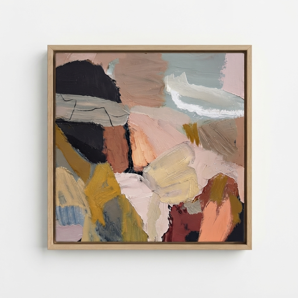 Framed Abstract art with earth tones, handmade impasto abstract painting, large textured abstract canvas art, modern abstract canvas for living room by Noho Art Gallery