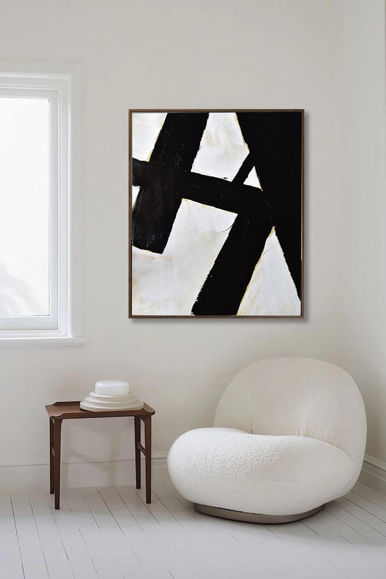 Abstract Black and White Painting,abstract black and white canvas art for sale, Noho Art Gallery