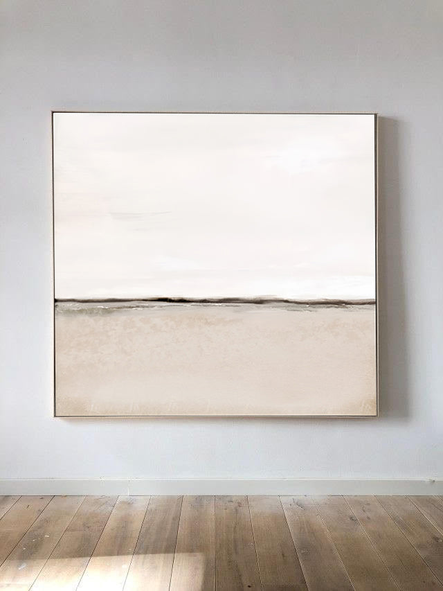 Serene Bay - Minimalist Beige Wall Art Acrylic Painting 