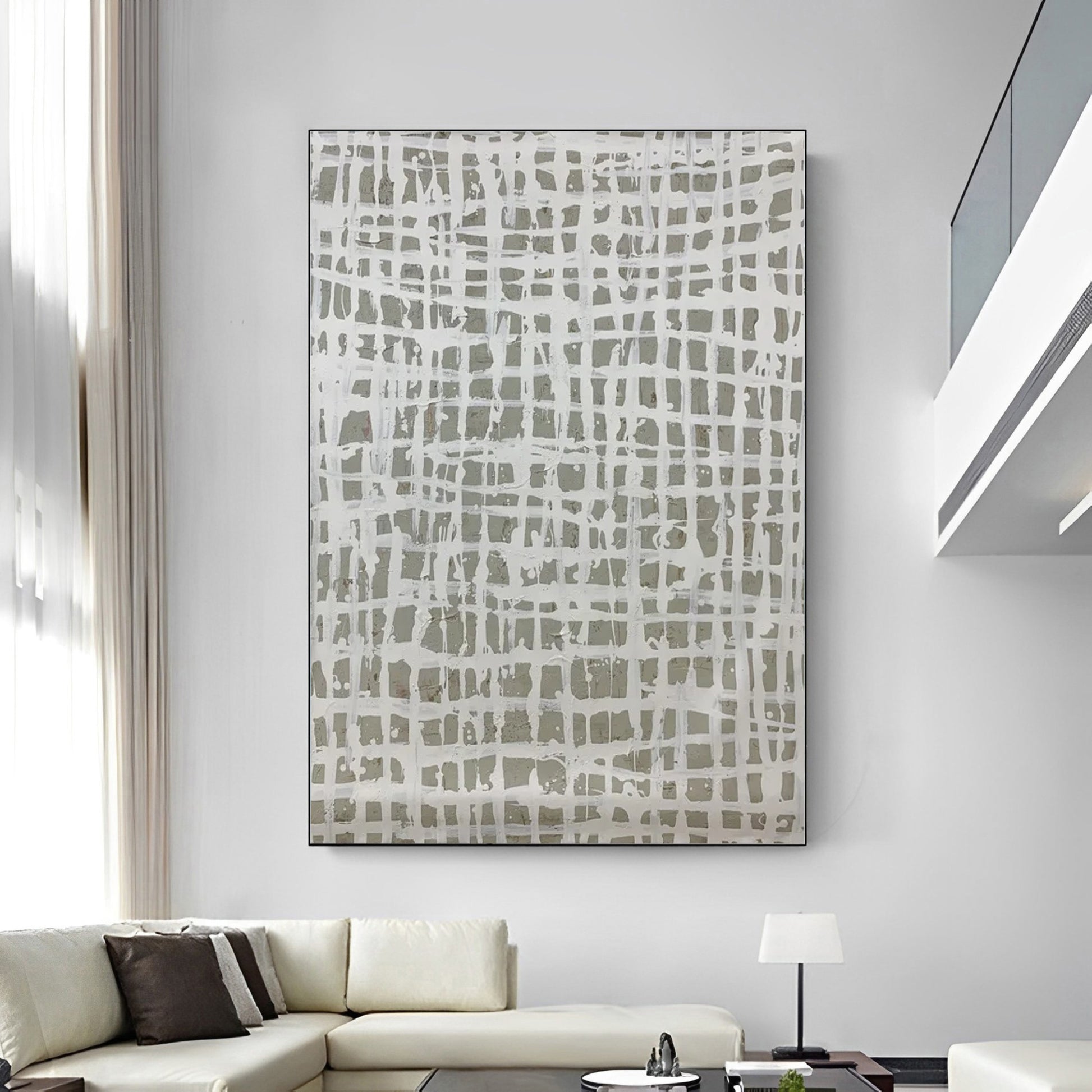 large neutral canvas art work for sale, Noho Art Gallery