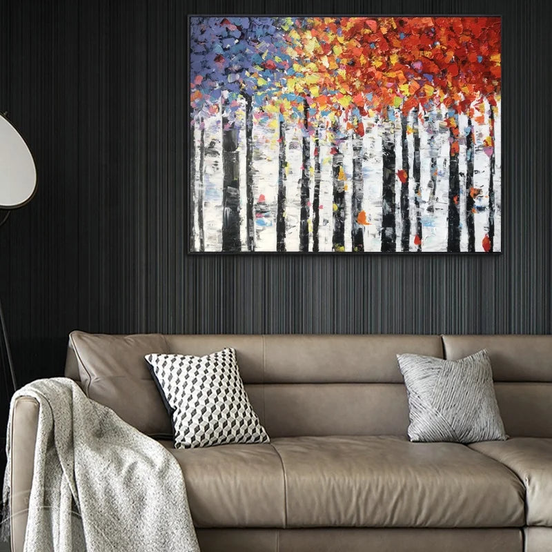 Vibrant Arbor Symphony - Colorful Abstract Tree Painting - Premium Abstract Tree Painting from N o H o - Just €286.99! Shop now at Noho Art