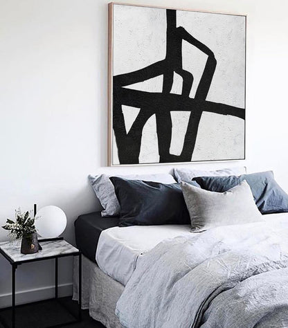 Black and White Abstract Painting on Canvas