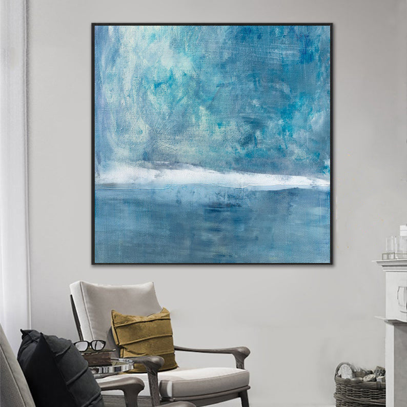 Gracious - Large Blue Seascape Abstract Oil Painting on Canvas N o H o