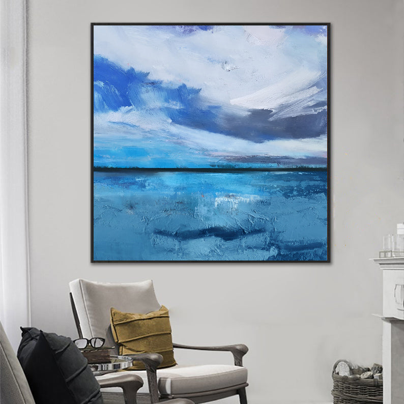 Purest - Large Blue Sky Ocean Painting on Canvas N o H o