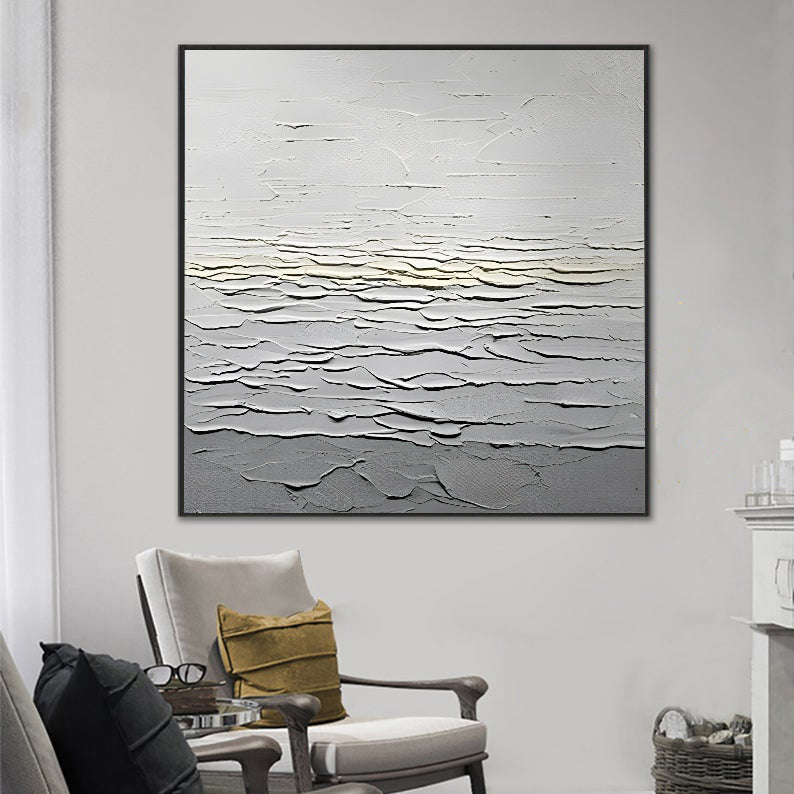 Desert - Grey Wall Art Textured Oil Painting on Canvas N o H o