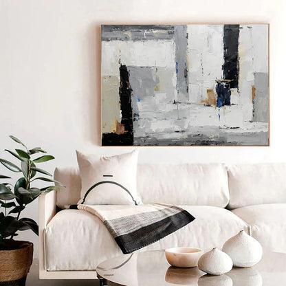 Mona - White, Black and Grey Wall Art Oil Painting on Canvas