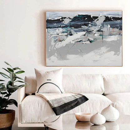 Greish - Black, White and Grey Abstract Art Painting on Canvas