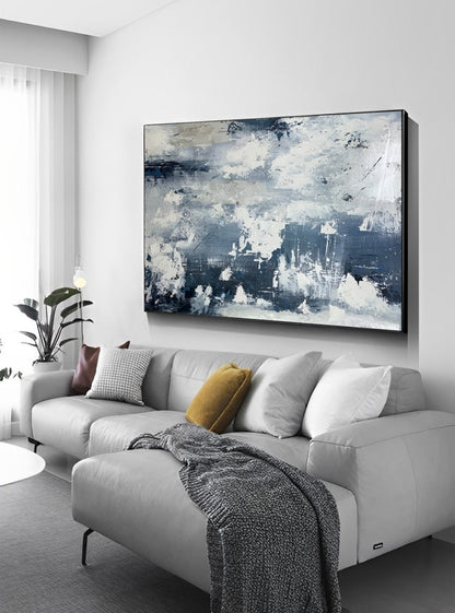 Skyview - Extra Large Blue and White Painting on Canvas