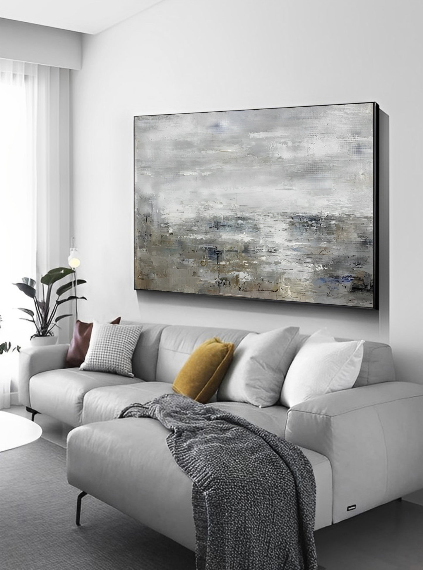 Obsolet - Textured Grey Abstract Art Oil Painting on Canvas