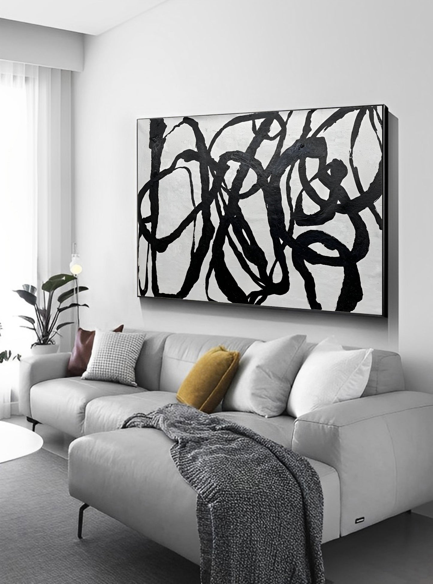 Cornocop - Black and White Abstract Canvas Painting