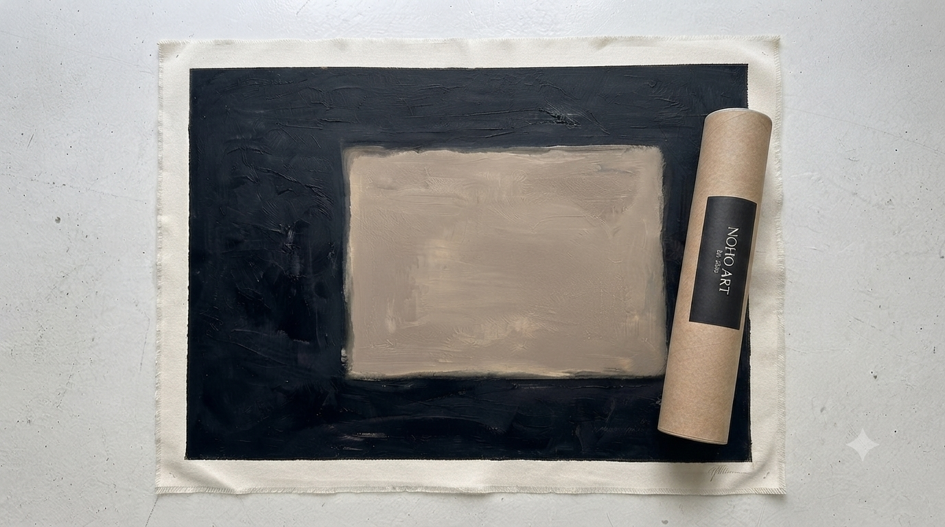 Large Minimalist Abstract Canvas Art, textured impasto style abstract by Noho Art Gallery on a canvas material cotton with the cardboard tube roll