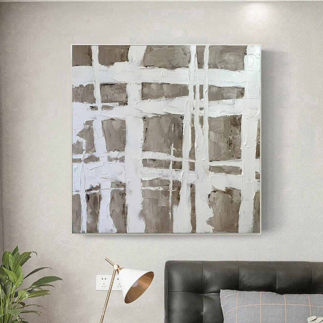 modern beige painting on canvas