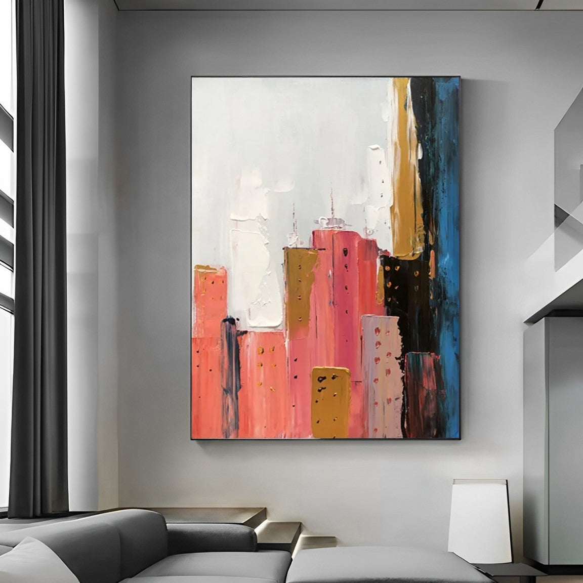 new york city canvas wall art, abstract city painting, Noho Art Gallery