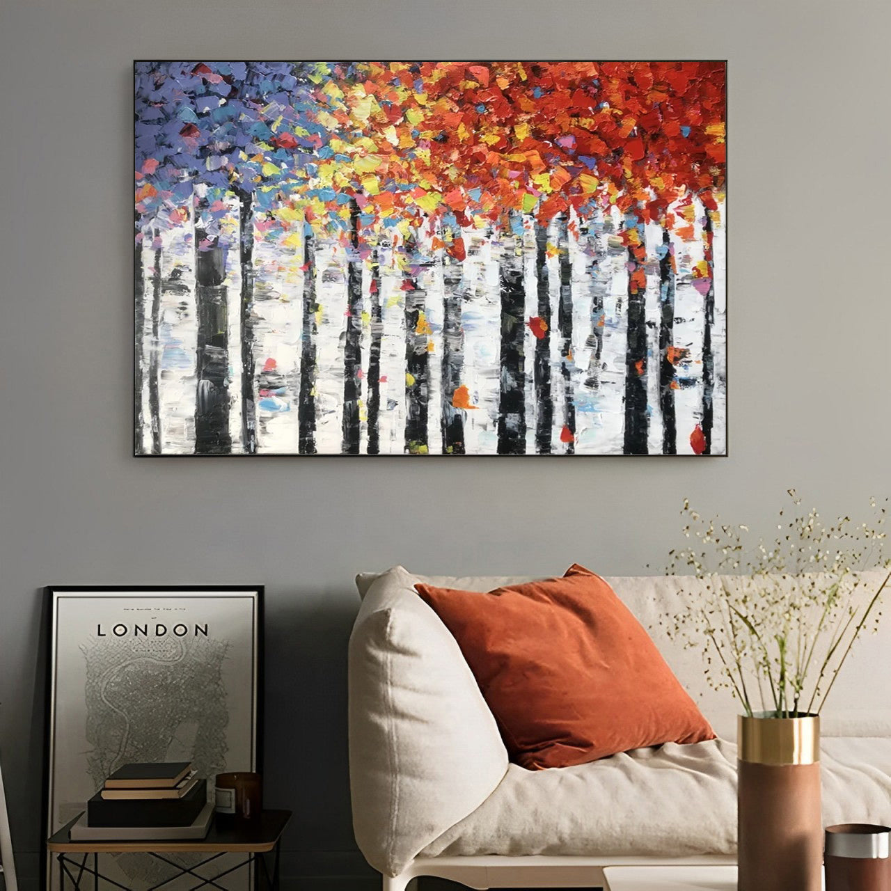 Vibrant Arbor Symphony - Colorful Abstract Tree Painting - Premium Abstract Tree Painting from N o H o - Just €286.99! Shop now at Noho Art