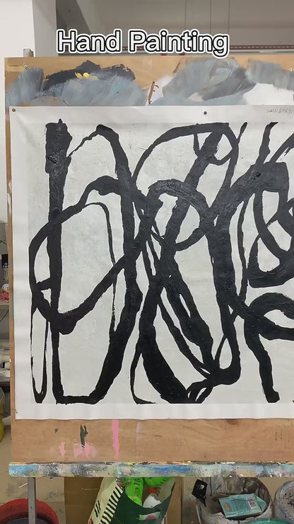 Cornocop - Black and White Abstract Canvas Painting